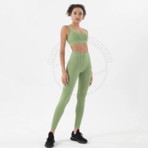 Conjunto de Yoga de 3 Piezas para Mujer con Logotipo Personalizado 2024, 100% Algodón, Sin Costuras, Acanalado, Manga Larga, Ropa Deportiva de Alta Calidad para Gimnasio - Product Image 5