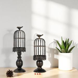 Juego de 2 candelabros de Metal en forma de jaula de pájaros dorados, soporte votivo decorativo para boda, mesa de Navidad, centro de mesa para decoración del hogar - Product Image 4
