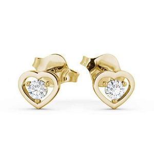 Pendientes de tuerca de cuatro garras de diseño clásico para mujer, pendientes de lujo cultivados en laboratorio, pendientes redondos en forma de corazón de diamante de oro blanco sólido - Product Image 2