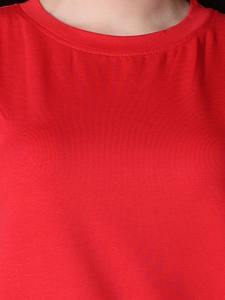 Camiseta Premium de Manga Media, 100% Algodón, Elegante, Duradera y Elástica, Color Escarlata, Tela Canvas de Verano, ODM, Tallas Grandes para Mujer - Product Image 2