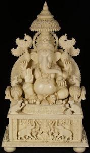 รูปปั้นพระพิฆเนศรูปปั้นหินอ่อนของตกแต่งบ้านงานหัตถกรรมทาสีด้วยมือรูปปั้นเทพเจ้าอินเดีย - Product Image 2