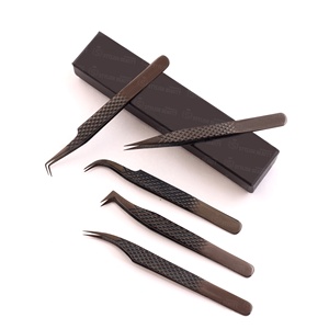 Pinzas profesionales para extensión de pestañas, volumen de embalaje personalizado, puntas de fibra, Nano Grip, pinzas para Injerto de pestañas de acero inoxidable - Product Image 4