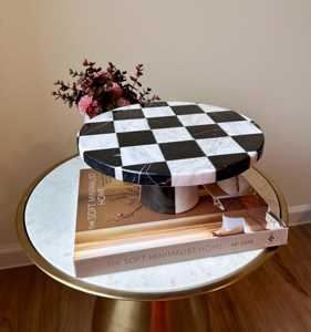 Plateau de service en marbre naturel artisanal de luxe TCE, vaisselle de qualité supérieure, design Art Déco, Diwali, Ramadan, mariage - Product Image 1