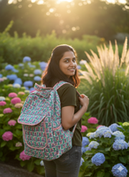 Sac à dos tactique matelassé à motifs floraux, capacité 10 kg, unisexe, doublure en coton biologique, fermeture éclair, léger et élégant
