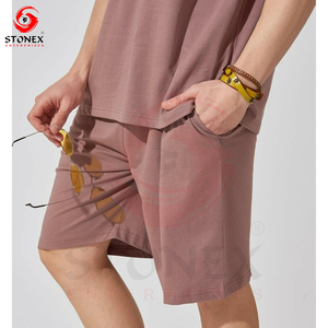 Conjunto de Dos Piezas de Ropa Deportiva para Hombre, Estilo Urbano Otoñal, Personalizado, Transpirable, de Poliéster/Algodón, Camisetas y Pantalones Cortos - Product Image 4