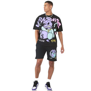 T-shirt personnalisé à épaules dénudées avec poche cargo Ensembles de shorts d'été pour hommes Ensembles de 2 pièces Streetwear avec logo personnalisé Ensembles de shorts pour hommes - Product Image 4