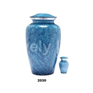Urne funéraire de crémation de finition de marbre bleu pour des cendres humaines avec le sac de velours libre d'urne de souvenir - Product Image 1