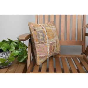 Luxury 14x14 Beige Kilim Wool Pillow Woven with Vintage and <b>Fluffy</b> Patterns Rustic Design Portable for <b>Bedding</b> for Christmas - Product Image 2