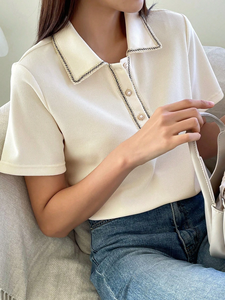 OEM mujeres liso algodón botón Up Polo camisetas para las mujeres Logotipo de diseño personalizado mujeres transpirable Color sólido Casual Polo camisa - Product Image 6