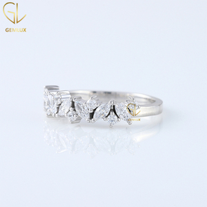 14K White Gold Marquise/Round Cut Natural <b>Diamond</b> Eternity Attractive Alternarive Stone New Design Engagement Ring for Women - Product Image 6