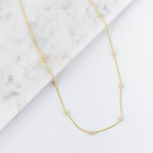 Zircon Pave Beaded Necklace 925 Sterling Silver 14K Chapado en oro Joyería delicada Regalo para su collar de dama de honor Elegante - Product Image 6