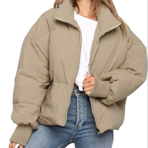 women's puffer jacket <b>padded</b> insulated quilted warm coat winter zipper closure outdoor casual Breathable women's Puffer Jacket - Product Image 1