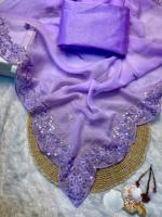 Tissu en organza à dentelle douce et écologique, extensible, avec des paillettes, broderie, bordure coupée en arc pour toutes les occasions