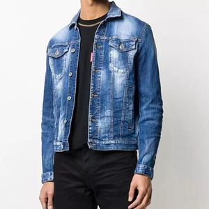 Chaqueta vaquera desgastada para hombre, ropa de manga larga, azul sucio, personalizada - Product Image 2