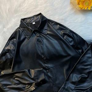 Wholesale Full Sleeves <b>Women's</b> PU Leather Shirts Premium Real Leather Shirt Manufacturer Windproof OEM <b>Woman</b> Shirts - Product Image 3