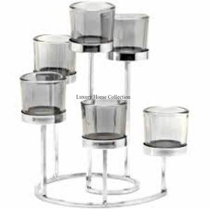 6 in 1 Votive <b>Holder</b> Black and <b>Silver</b> Color Metal <b>Candle</b> <b>Holder</b> Best Quality for Hotel Home and Restaurant Tabletop Decoration - Product Image 1