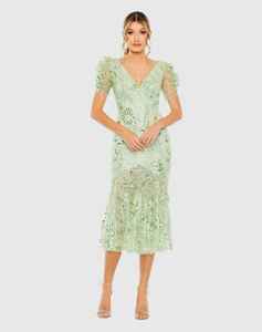 ชุดเดรสทรงตรงสีเขียวทะเล เอวธรรมชาติเรียบง่ายสำหรับงานพรอม งานแต่งงาน งานค็อกเทล แขนสั้น แฟชั่นชั้นสูง ไฮคูตูร์ - Product Image 4