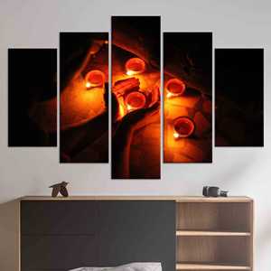 Printed Canvas Wall Decor: Fortune Teller Artwork with Burning Candles,SET OF 5 MIX CANVAS - Product Image 1