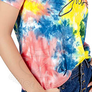 Camisetas de manga corta con hombros caídos lavados con ácido para mujer, personalizables, 100% algodón, ajuste holgado, moda de verano con decoración de agujeros - Product Image 5