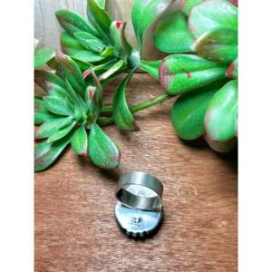 Zachariah David Blue Bird Turquoise & Sterling Silver <b>Adjustable</b> <b>Ring</b> Bezel Setting Inlay with Natural Gemstones Gift - Product Image 4