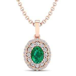 REYES 925 Sterling Silver Oval Cut 0.75Ct <b>Emerald</b> Gemstone <b>Pendants</b> Manufacturer GRA Certified Moissanite Jewelry for Women - Product Image 5