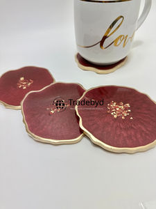 Ensemble de dessous-de-verre en résine faits à la main, 4x4 pouces, carrés, décoration de table de luxe, dessous-de-verre résistants à la chaleur, disponibles en différentes couleurs pour - Product Image 2