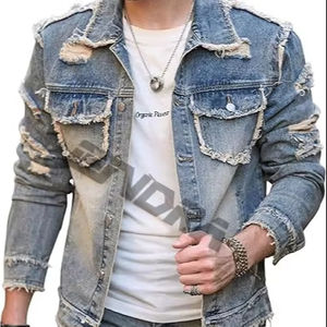 Design personnalisé Vestes en jean pour hommes col montant hiver respirant décontracté vêtements d'extérieur pour hommes - Product Image 1