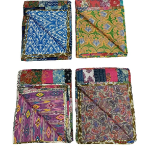 Wholesale Lot of Indian Vintage Cotton Kantha Quilts Handmade Sari Kantha Throw Blankets Sun Dance Beautiful Bohemian <b>Bedding</b> Bl - Product Image 3