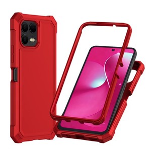 Funda Protectora de TPU Gruesa Pintada con Marco de PC para T-Mobile Revvl 8 Pro 2025, Color Rojo - Product Image 1