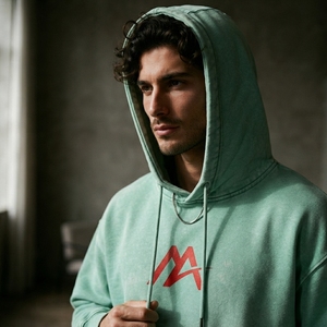 Sweat à capuche en molleton vert menthe pour homme, motif graphique, style streetwear décontracté, personnalisable, vente en gros, OEM, ODM, vêtements - Product Image 3