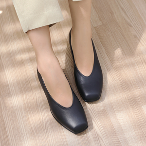 [JSHOE] fait à la main en peau d'agneau véritable classique bout carré pompes 5cm talon femmes confort chaussures habillées élégant Design coréen - Product Image 5