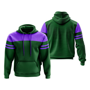 Pull-over à capuche épais pour hommes avec motif solide et poches 100% coton respirant brodé automne grande taille - Product Image 6
