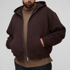 Sweat-shirt à capuche marron pour homme, coupe classique, en molleton 100% coton respirant, avec logo frontal, streetwear d'hiver - Product Image 1