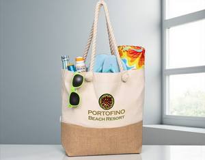 Sac fourre-tout en jute personnalisé RenewaRipple Sac à provisions à bandoulière écologique pour femmes Sac promotionnel réutilisable - Product Image 3