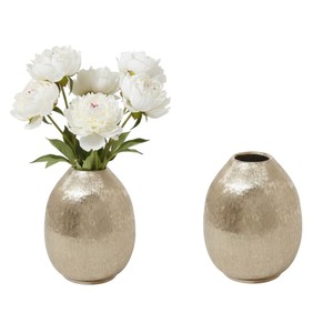 Ensemble de 2 vases décoratifs en forme de larme en bronze aluminium moderne, décoration de table, décoration de la maison, finition métallique texturée - Product Image 6
