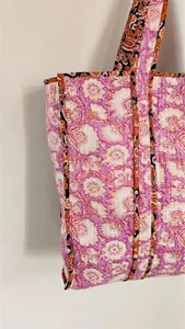 Luxury Premium <b>Floral</b> Print <b>Tote</b> <b>Bag</b> Waterproof Indian Manufactured Premium <b>Tote</b> <b>Bag</b> with Canvas Lining Made in India Exporter - Product Image 3