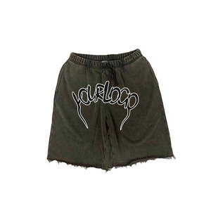 กางเกงขาสั้นเล่นกีฬาแบบลำลองสำหรับผู้ชายกางเกง100% ผ้าโพลีเอสเตอร์เอวสูงยืดหยุ่นกันยูวีระบายอากาศสบายผ้าเช็ดคราบกรดแบบวินเทจ - Product Image 3