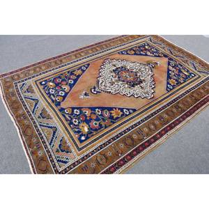 Tapis en laine Patchwork noir marron traditionnel 5.9x8.2 pieds fait à la main nouveau chevet Rectangle turc Vintage 9x12 Latex Polyester - Product Image 2