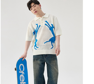 Nouvelle Collection Printemps-Été 2026 – T-shirt Homme Décontracté en Maille Jacquard Polyvalent à Manches Courtes 100% Coton Popeline - Product Image 3