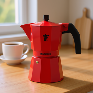 Cafetera Moka de aluminio para 3 tazas de ITALEXPRESS en color rojo 1361V - Product Image 3