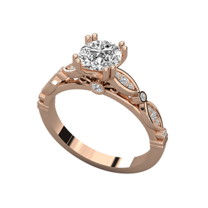 Bague pour femme en or 10K avec diamant solitaire ovale de laboratoire, bijou géométrique fait main en grappe, avec certificat IGI et sertissage incrusté - Product Image 5