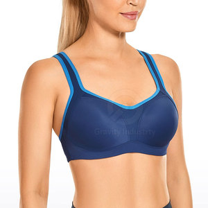 Women's Breathable Eco-Friendly High Support Sports <b>Bra</b> <b>Removable</b> <b>Pads</b> Spandex/Polyester Fabric-Front Logo Gym Fitness Workout - Product Image 3