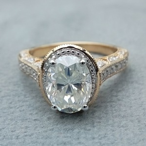 D'VINS JEWELS Classic Art Deco Style Engagement <b>Ring</b> 9x7mm VVS Moissanite Diamond 925 Silver & <b>Gold</b> Lab Grown for Parties - Product Image 2