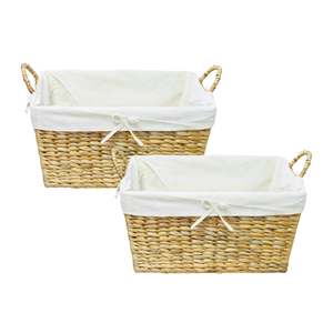 ตะกร้าหวายจากหญ้าทะเลใส่น้ำผักตบชวาไม้ไผ่พร้อมแผ่นรองผ้าฝ้ายเหมาะสำหรับการจัดระเบียบอย่างมีสไตล์จากเวียดนาม - Product Image 1