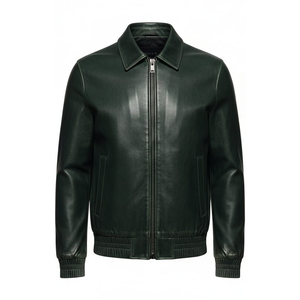 Chaqueta de Cuero Genuino para Hombre al por Mayor, Marca Personalizada, Corte Ajustado, Estilo Motero Negro, Ropa Urbana, Logotipo Frontal, Fabricante Profesional OEM - Product Image 4