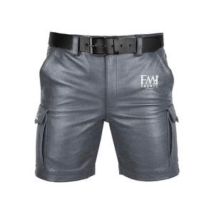 2025 pantalones cortos informales de cuero de vaca 100% para hombre, hermoso diseño con bolsillos laterales, etiquetas privadas personalizadas - Product Image 1