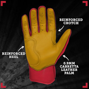 Red <b>Leather</b> Split Finger Baseball Gloves Half Finger Hook And Loop Closure Adult All Seasons - Product Image 5