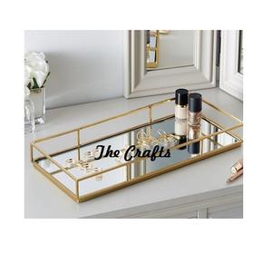 Bandeja Organizadora de Joyas de Diseño Maravilloso en Metal y Vidrio, Forma Rectangular, Bandeja de Tocador, Más Vendida - Product Image 1