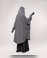 Ensemble de robe longue formelle deux pièces personnalisé pour femme, style simple et modeste, avec abaya, hijab et khimar en polyester non tissé respirant, coupe basse