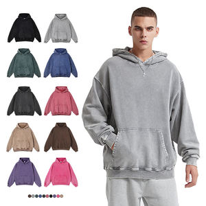 Sweat à capuche personnalisé 100% coton Vintage French Terry Acid Wash Distressed No Strings Oversized Men's Terry Hoodies & Sweatshirts - Product Image 1